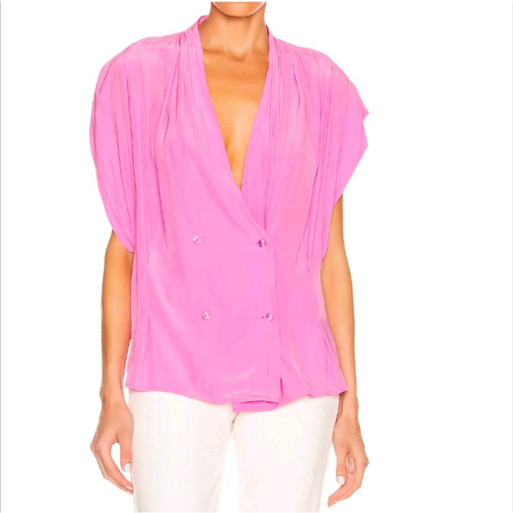 SMYTHE Yoda Double Breasted Cap Sleeve Pink Blouse - S/P